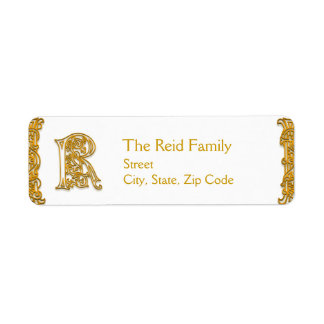 R Monogram "Irish Gold" design Address Labels