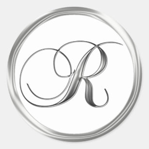 R Monogram Black and White Stickers