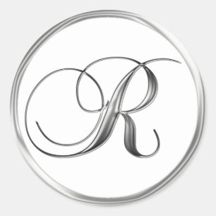 R Monogram Letter Sliver On White Wedding Seal