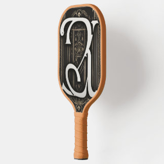 R monogram old german stylish simple mystery geome pickleball paddle