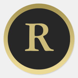 R :: Monogram R Elegant Gold and Black Stickers