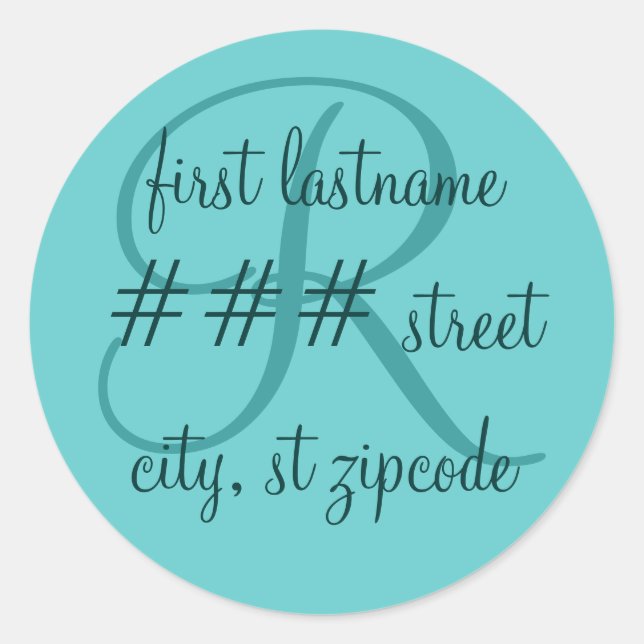 "R" monogram return address label - personalise (Front)