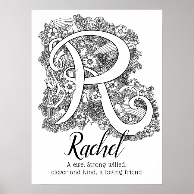 R monogram tangle art Rachel name meaning Poster (Front)