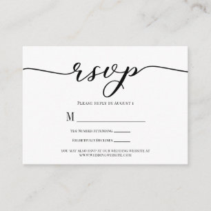 R.S.V.P. Wedding Reply Enclosure Card Black Script