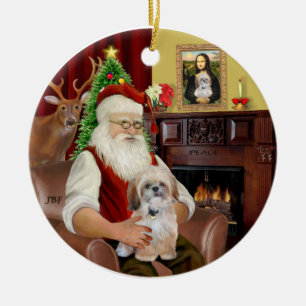 R-Santa-Shih Tzu (P) Ceramic Tree Decoration