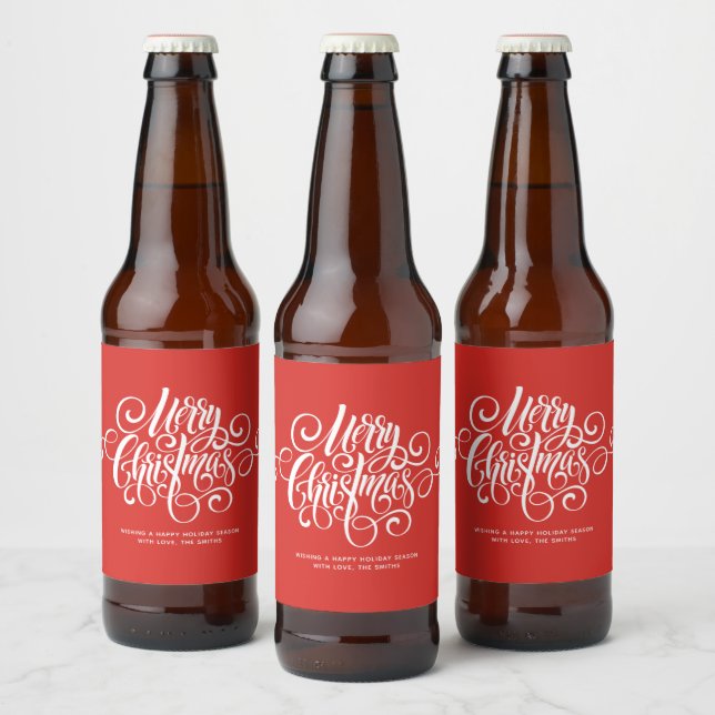 R Script "Merry Christmas" Personalised  Beer Bottle Label (Bottles)