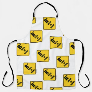 R-Star Ahead Or Behind Yellow Diamond Warning Sign Apron