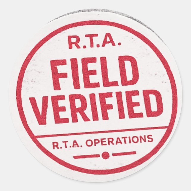 R.T.A. Field Verified Operations Sticker (Front)