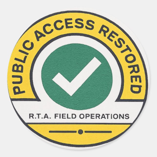 R.T.A. Public Access Restored Field Operations Classic Round Sticker (Front)