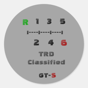 R, TRD Classified, 1   3   5, I----I----I----I,... Classic Round Sticker