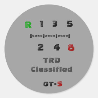 R, TRD Classified, 1   3   5, I----I----I----I,... Classic Round Sticker
