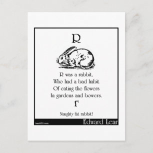 R was a rabbit, postcard