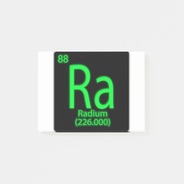 Ra Radium glowing in the dark. Radium was used as Post-it Notes (Front)