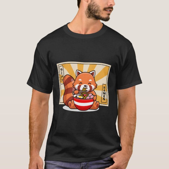 Ra Red Panda Kawaii Anime Japanese Food N T-Shirt (Front)