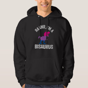Raawr I'm A Bisaurus Dinosaur Rex Bisexual Flag Bi Hoodie