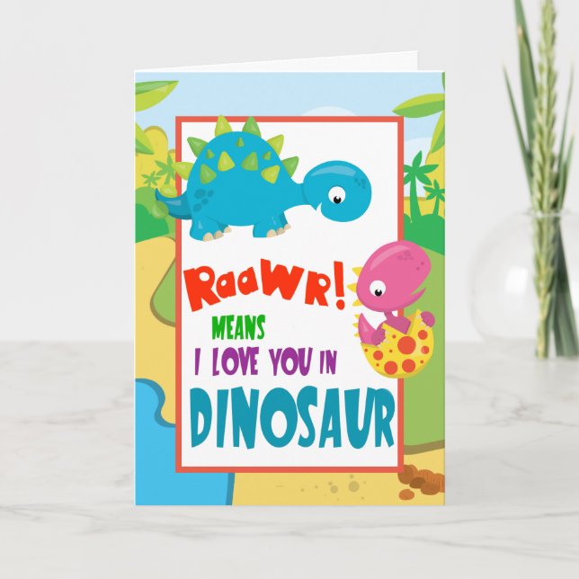 Raawr Some Loves You Dionsaur Father's Day Child Card (Front)