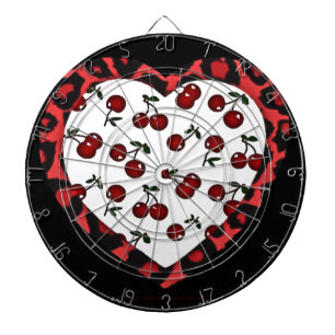 RAB cherries Leopard Print Heart Rockabilly Dartboard