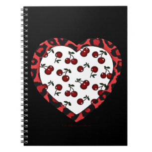 RAB cherries Leopard Print Heart Rockabilly Notebook