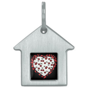 RAB cherries Leopard Print Heart Rockabilly Pet Tag