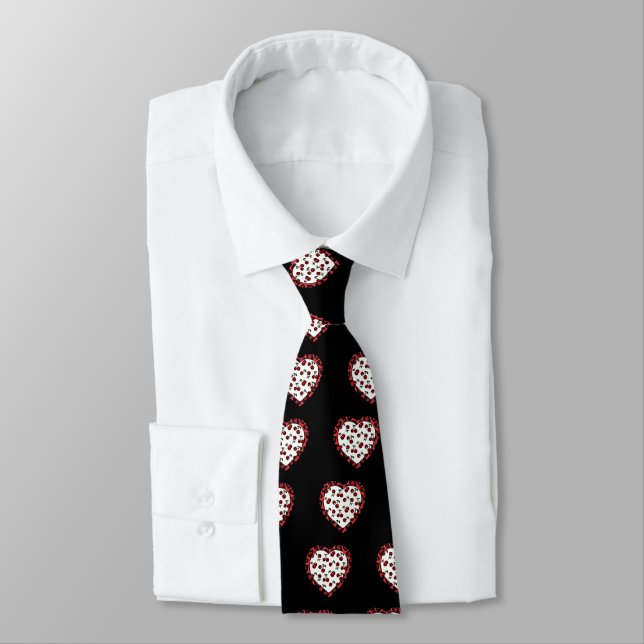 RAB cherries Leopard Print Heart Rockabilly Tie (Tied)