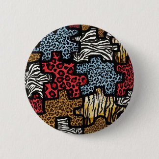 RAB Rockabilly Animal Print Puzzle 6 Cm Round Badge