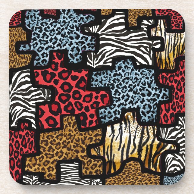RAB Rockabilly Animal Print Puzzle Coaster (Front)
