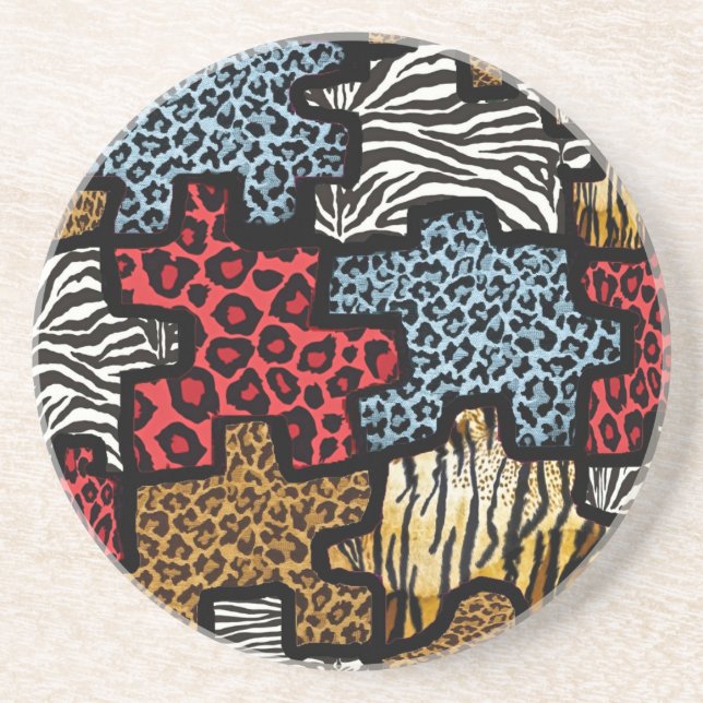 RAB Rockabilly Animal Print Puzzle Coaster (Front)