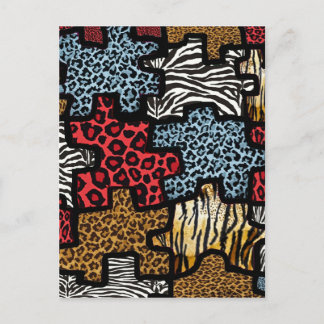 RAB Rockabilly Animal Print Puzzle Postcard