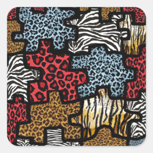 RAB Rockabilly Animal Print Puzzle Square Sticker