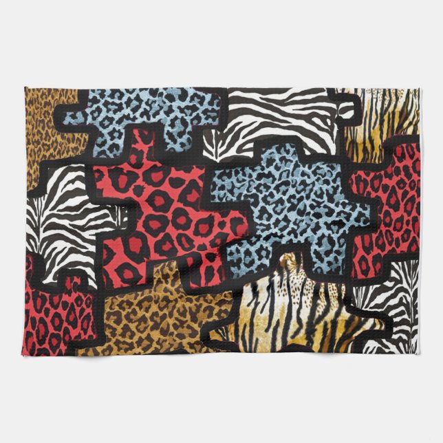 RAB Rockabilly Animal Print Puzzle Tea Towel (Horizontal)