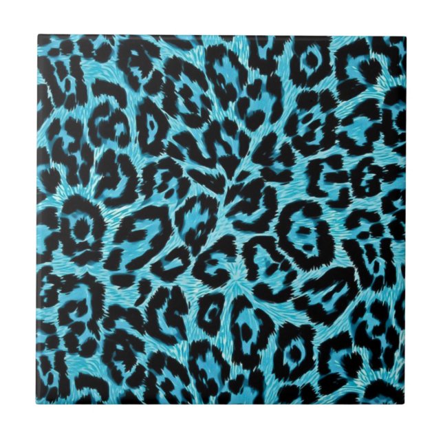 RAB Rockabilly Blue Leopard Print Tile (Front)