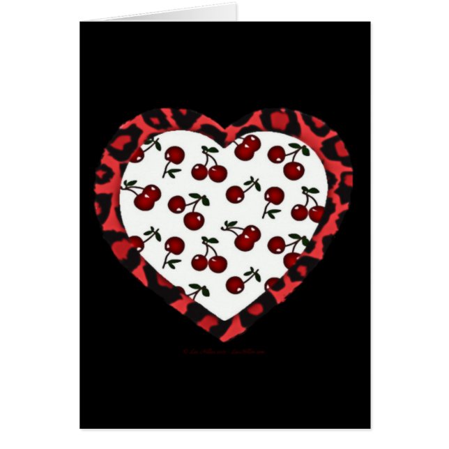 RAB Rockabilly Cherries Leopard Print Heart (Front)