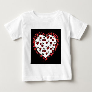 RAB Rockabilly Cherries Leopard Print Heart Baby T-Shirt