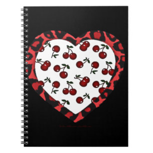 RAB Rockabilly Cherries Leopard Print Heart Notebook
