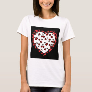 RAB Rockabilly Cherries Leopard Print Heart T-Shirt