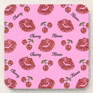 RAB Rockabilly Cherry Kisses on Pink Coaster