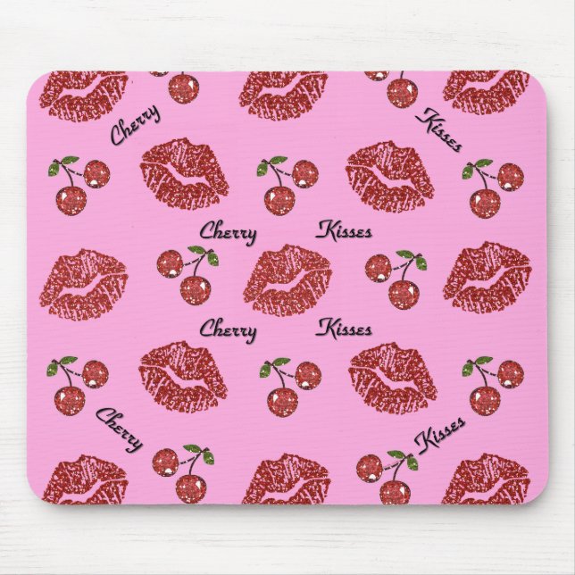 RAB Rockabilly Cherry Kisses on Pink Mouse Mat (Front)