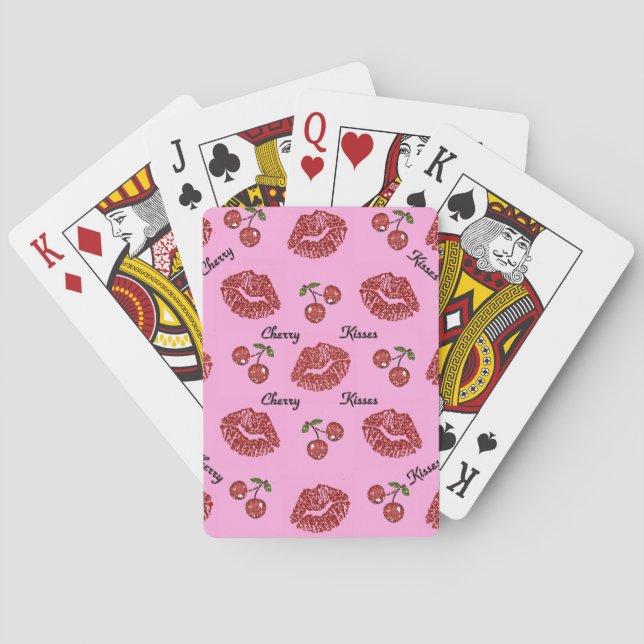 RAB Rockabilly Cherry Kisses on Pink Playing Cards (Back)