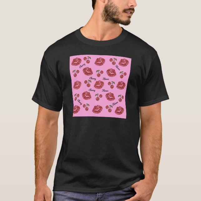 RAB Rockabilly Cherry Kisses on Pink T-Shirt (Front)