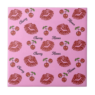 RAB Rockabilly Cherry Kisses on Pink Tile