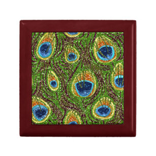 RAB Rockabilly Colourful Peacock Feathers Print Gift Box