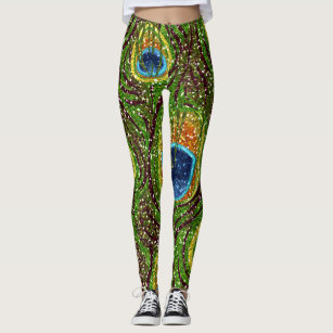 RAB Rockabilly Colourful Peacock Feathers Print Leggings