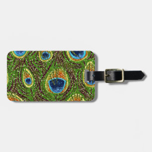 RAB Rockabilly Colourful Peacock Feathers Print Luggage Tag