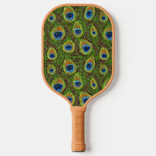 RAB Rockabilly Colourful Peacock Feathers Print Pickleball Paddle