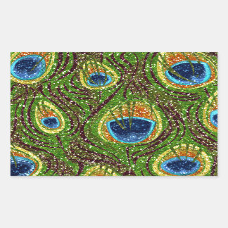 RAB Rockabilly Colourful Peacock Feathers Print Rectangular Sticker