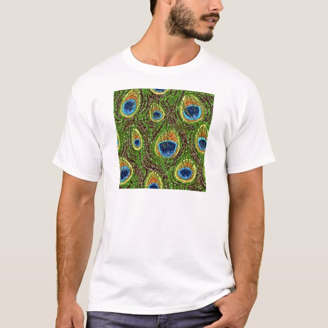 RAB Rockabilly Colourful Peacock Feathers Print T-Shirt (Front)