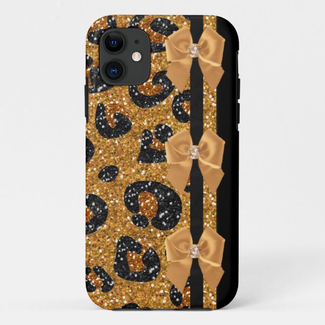 RAB Rockabilly Gold Leopard Print Sugar Skulls Case-Mate iPhone Case (Back)