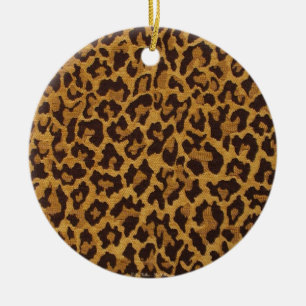 RAB Rockabilly Leopard Print Brown Gold Ceramic Tree Decoration