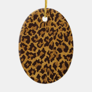 RAB Rockabilly Leopard Print Brown Gold Ceramic Tree Decoration