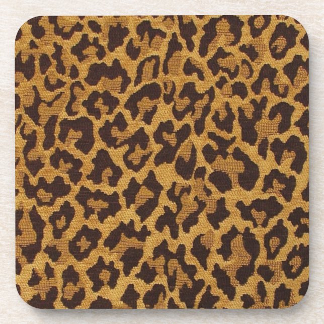 RAB Rockabilly Leopard Print Brown Gold Coaster (Front)